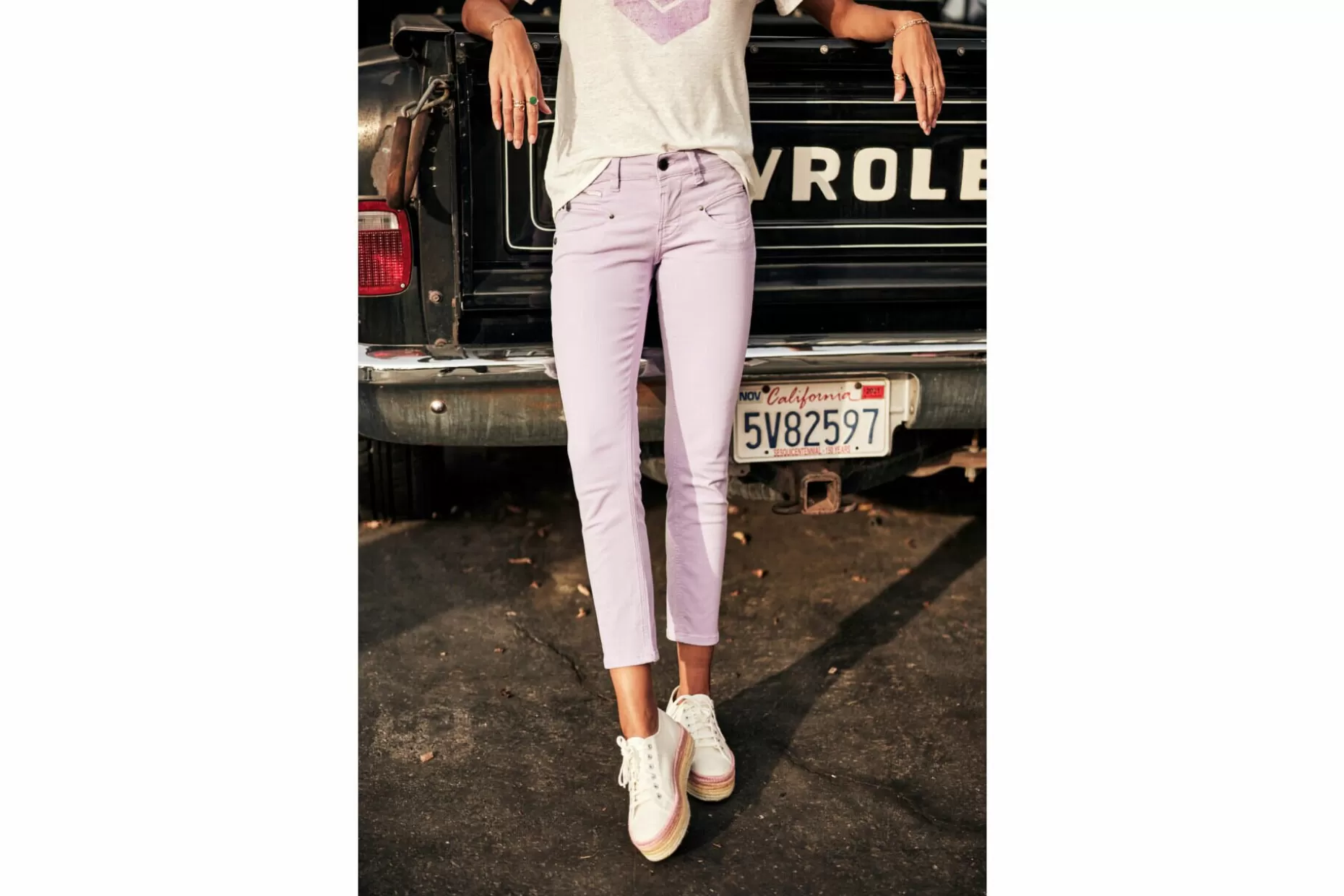 Freeman T Porter Alexa Cropped New Magic Color Colored Pants Woman, Purple Rose Best