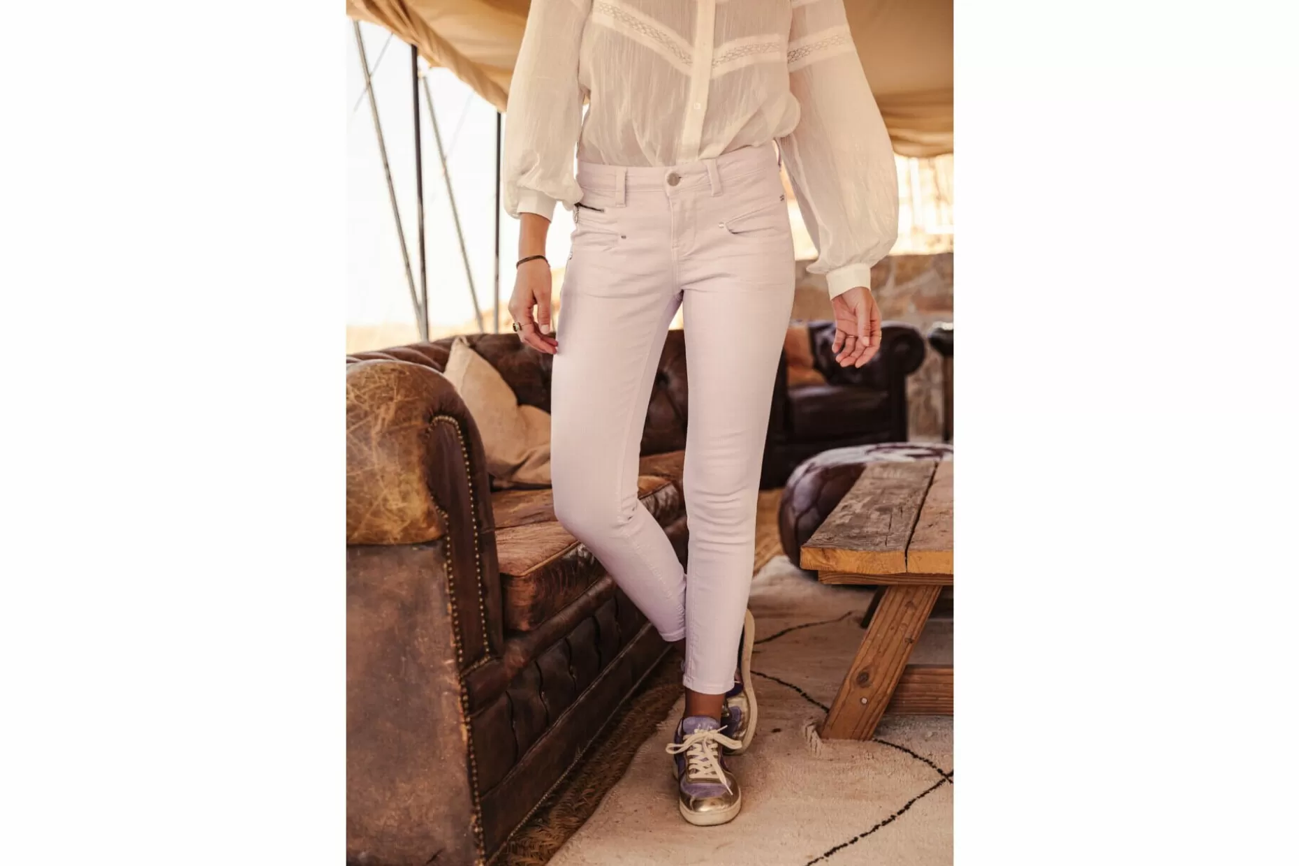Freeman T Porter Alexa Cropped New Magic Color Colored Pants Woman, Pastel Lilac Fashion