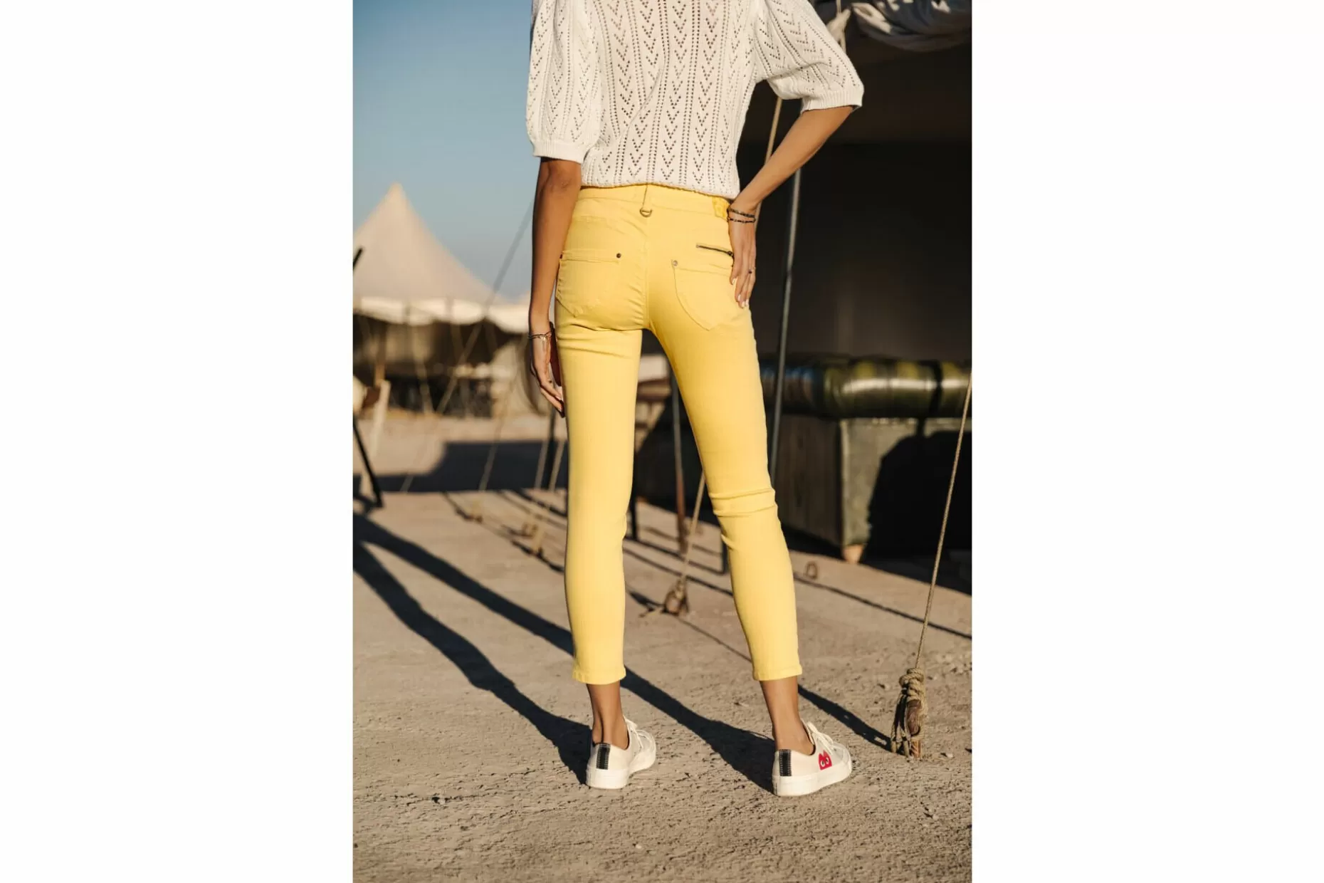 Freeman T Porter Alexa Cropped New Magic Color Colored Pants Woman, Banana Cream Hot