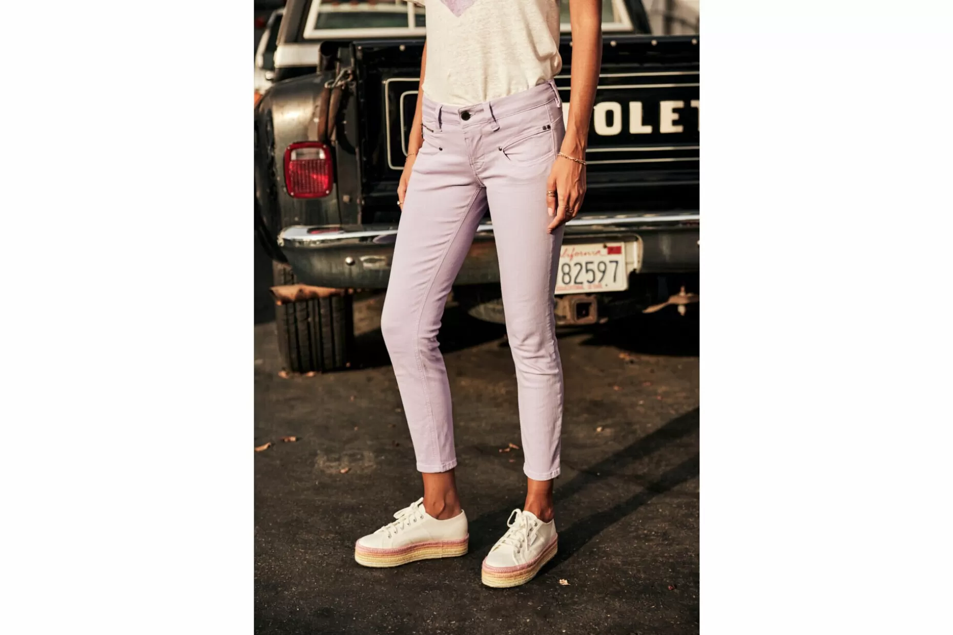 Freeman T Porter Alexa Cropped New Magic Color Colored Pants Woman, Purple Rose Best
