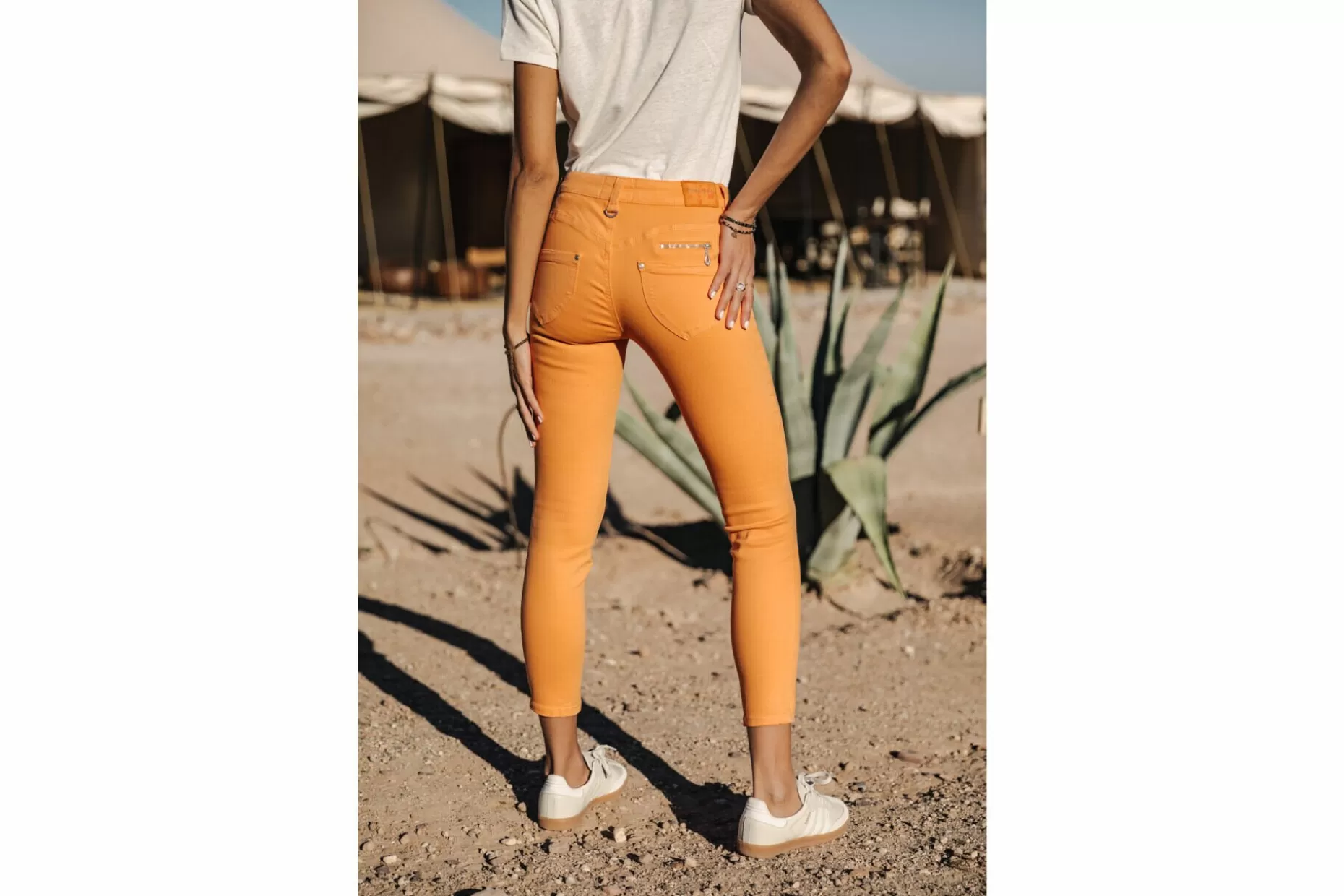 Freeman T Porter Alexa Cropped New Magic Color Colored Pants Woman, Tangerine Tango New