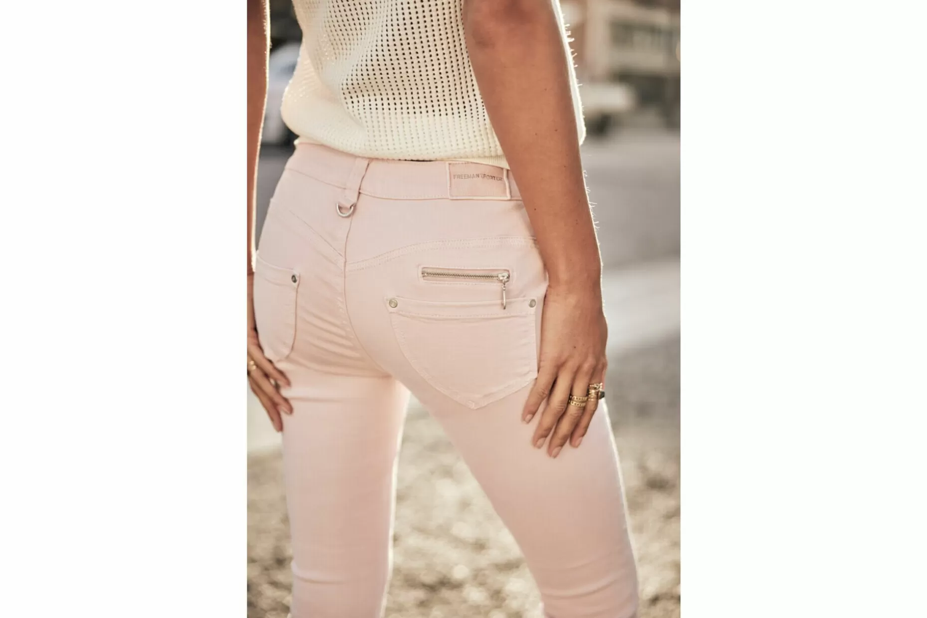 Freeman T Porter Alexa Cropped New Magic Color Colored Pants Woman, Parfait Pink Best