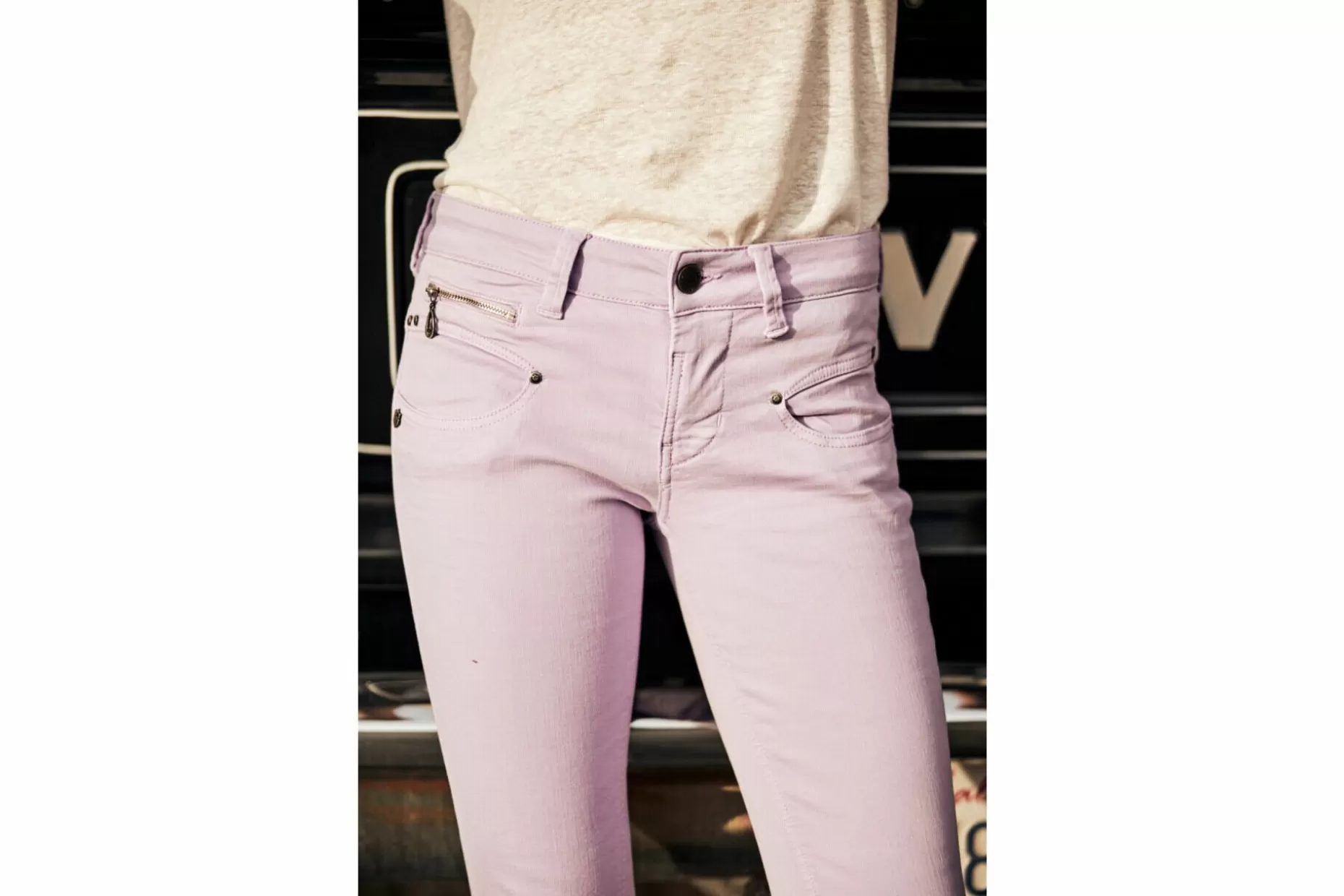 Freeman T Porter Alexa Cropped New Magic Color Colored Pants Woman, Purple Rose Best