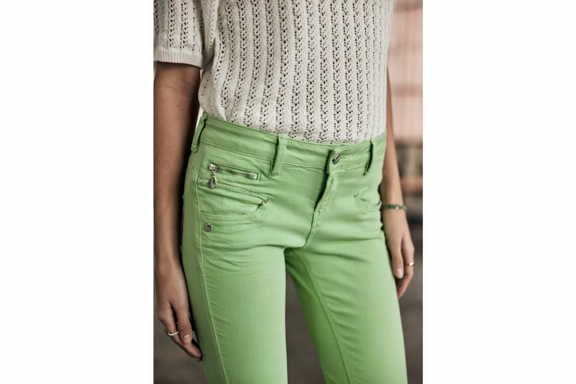 Freeman T Porter Alexa Cropped New Magic Color Colored Pants Woman, Quiet Green Store