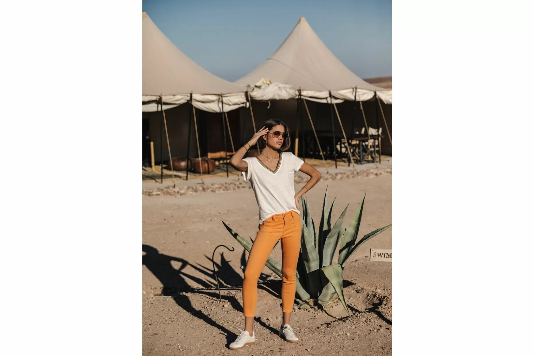 Freeman T Porter Alexa Cropped New Magic Color Colored Pants Woman, Tangerine Tango New