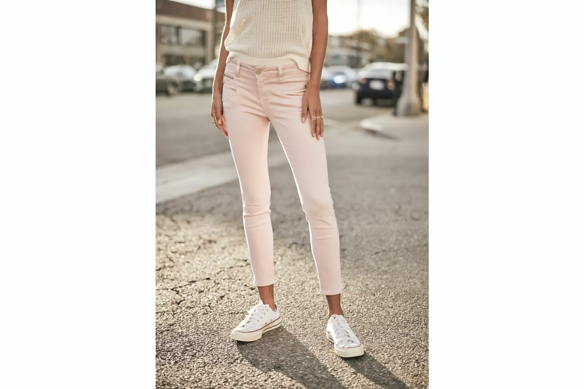 Freeman T Porter Alexa Cropped New Magic Color Colored Pants Woman, Parfait Pink Best