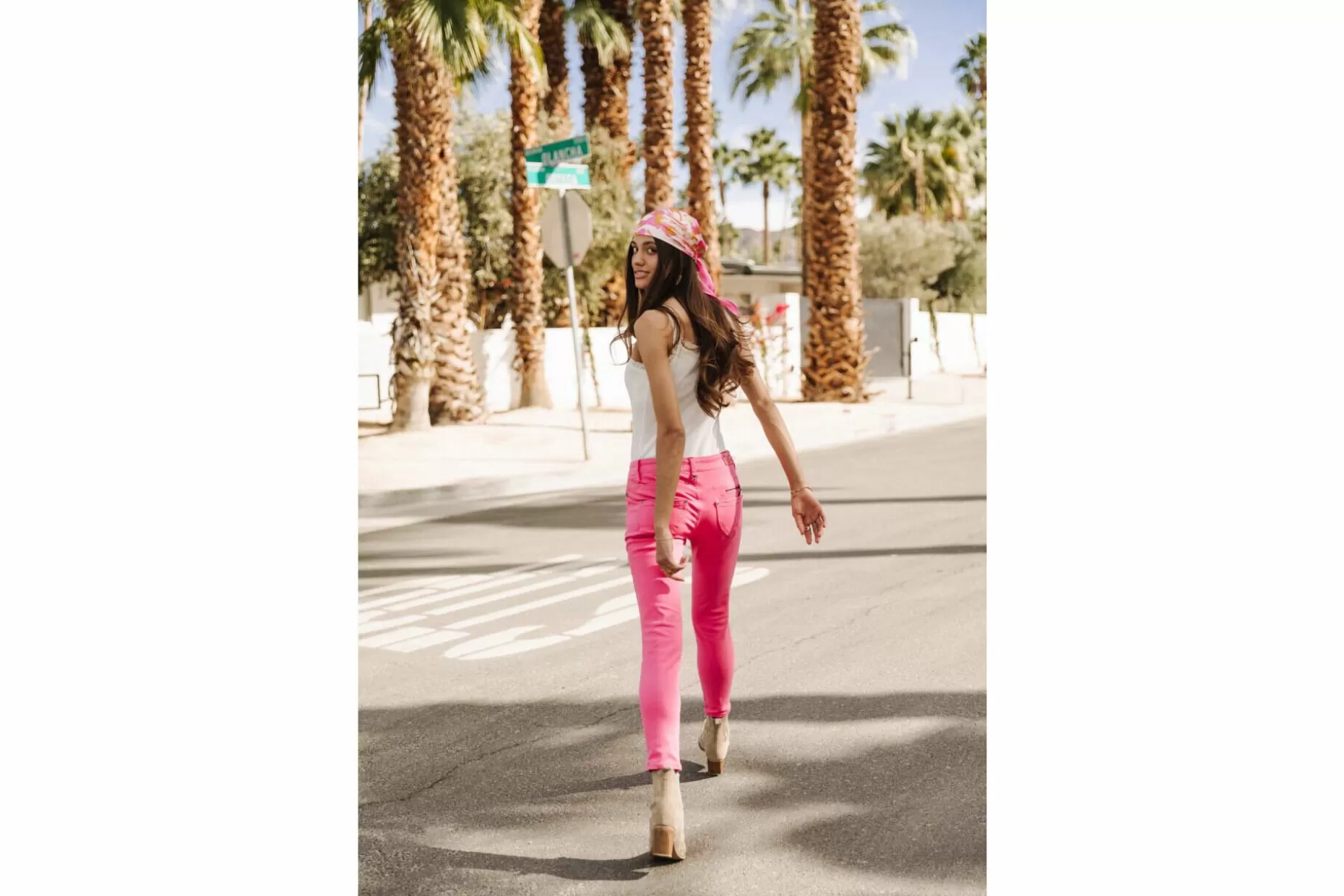 Freeman T Porter Alexa Cropped New Magic Color Colored Pants Woman, Raspberry Sorbet Cheap
