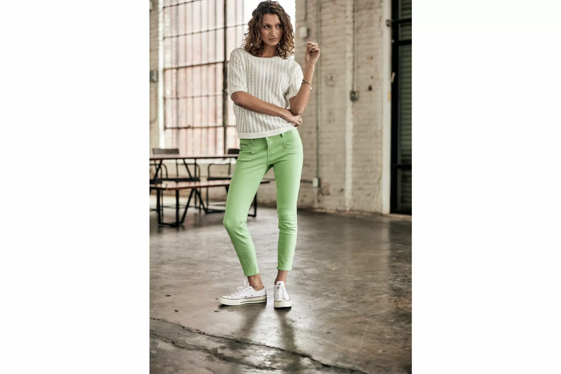 Freeman T Porter Alexa Cropped New Magic Color Colored Pants Woman, Quiet Green Store