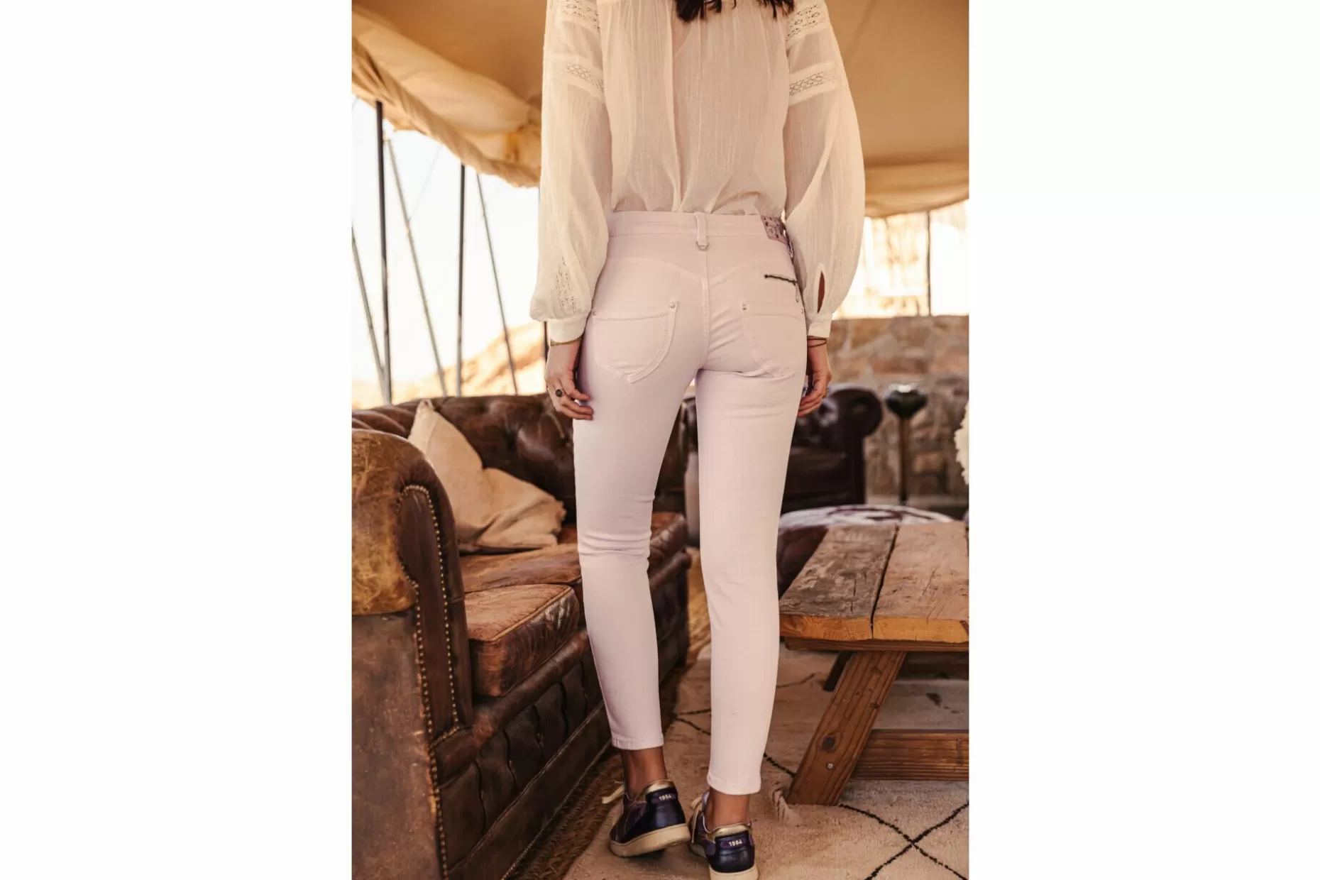 Freeman T Porter Alexa Cropped New Magic Color Colored Pants Woman, Pastel Lilac Fashion