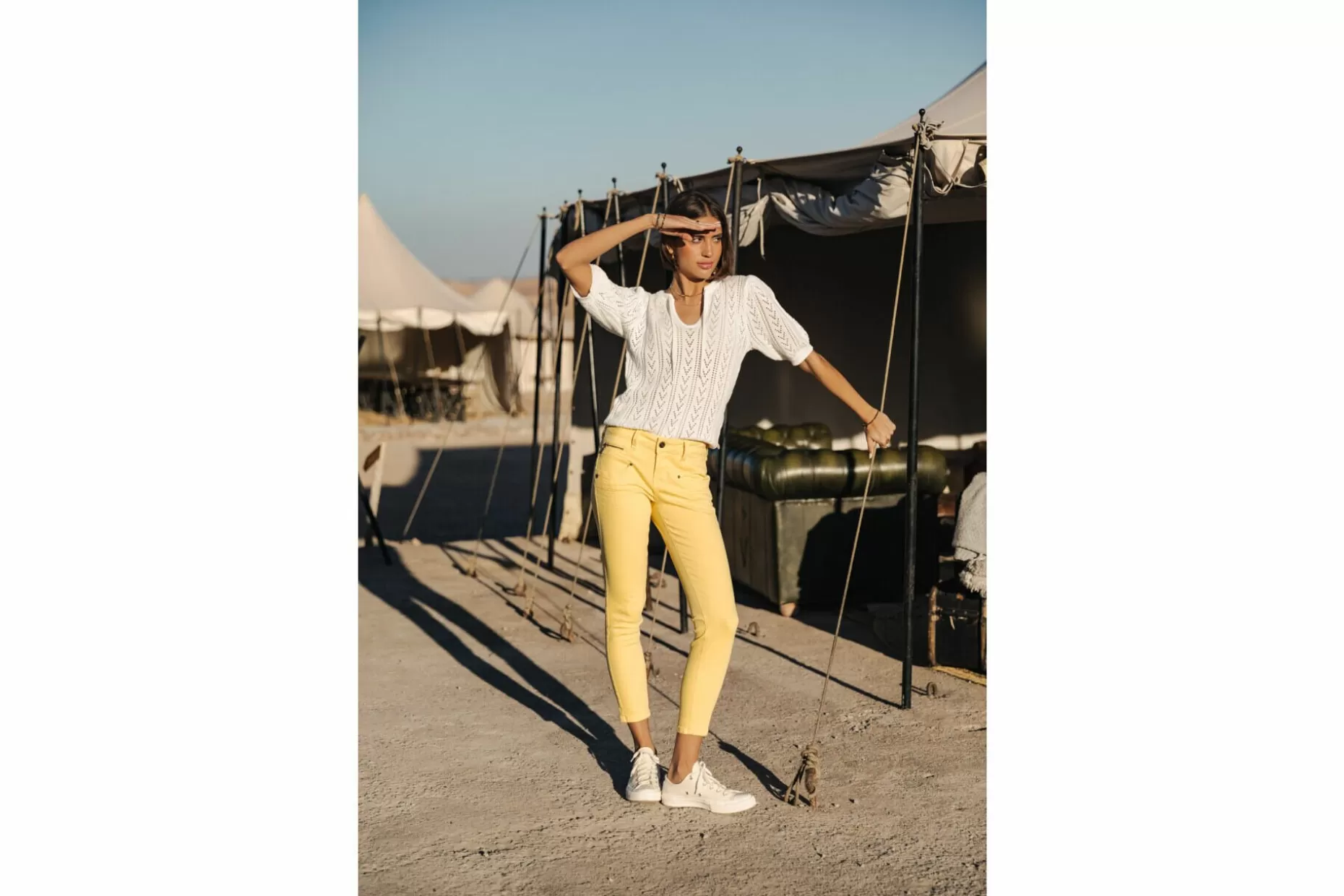Freeman T Porter Alexa Cropped New Magic Color Colored Pants Woman, Banana Cream Hot