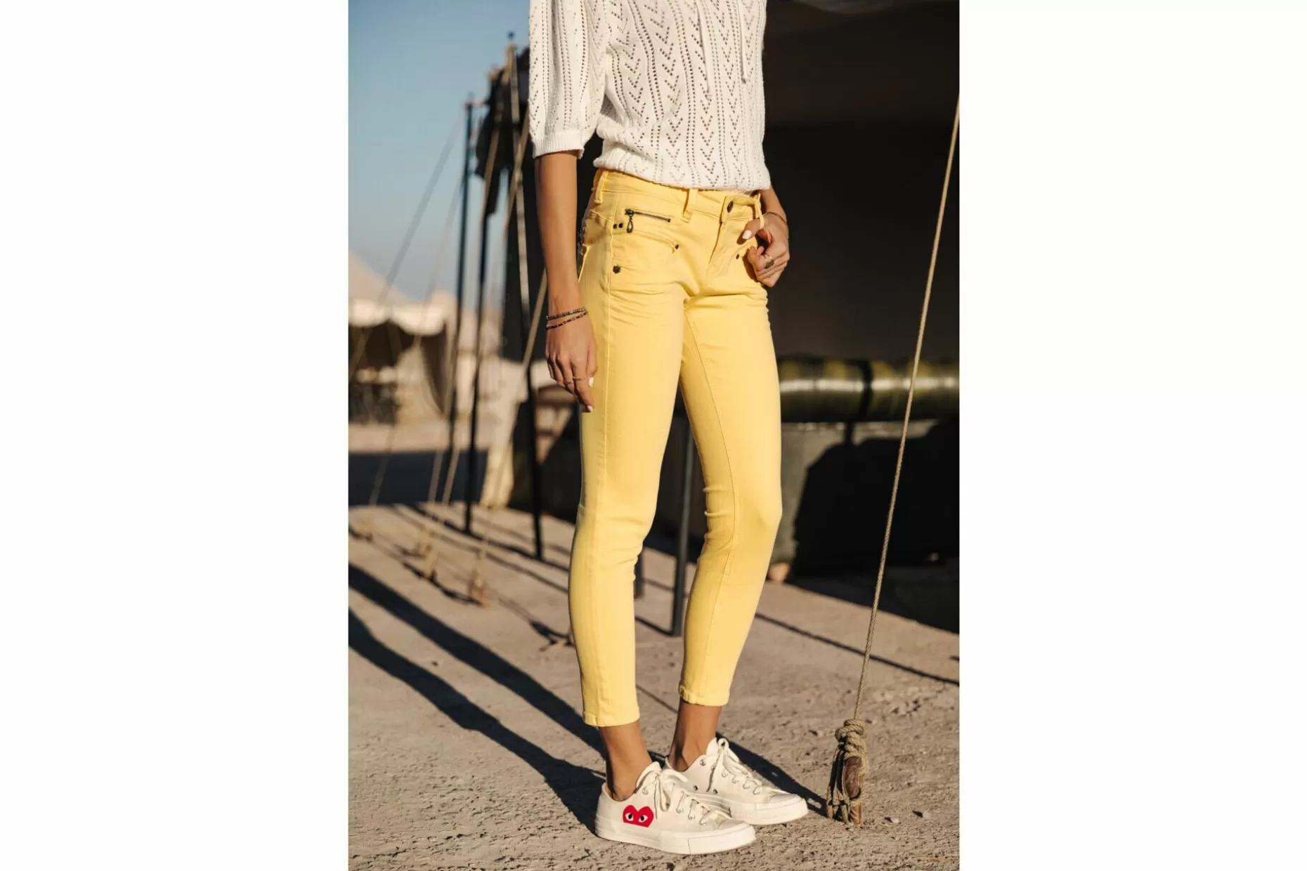 Freeman T Porter Alexa Cropped New Magic Color Colored Pants Woman, Banana Cream Hot