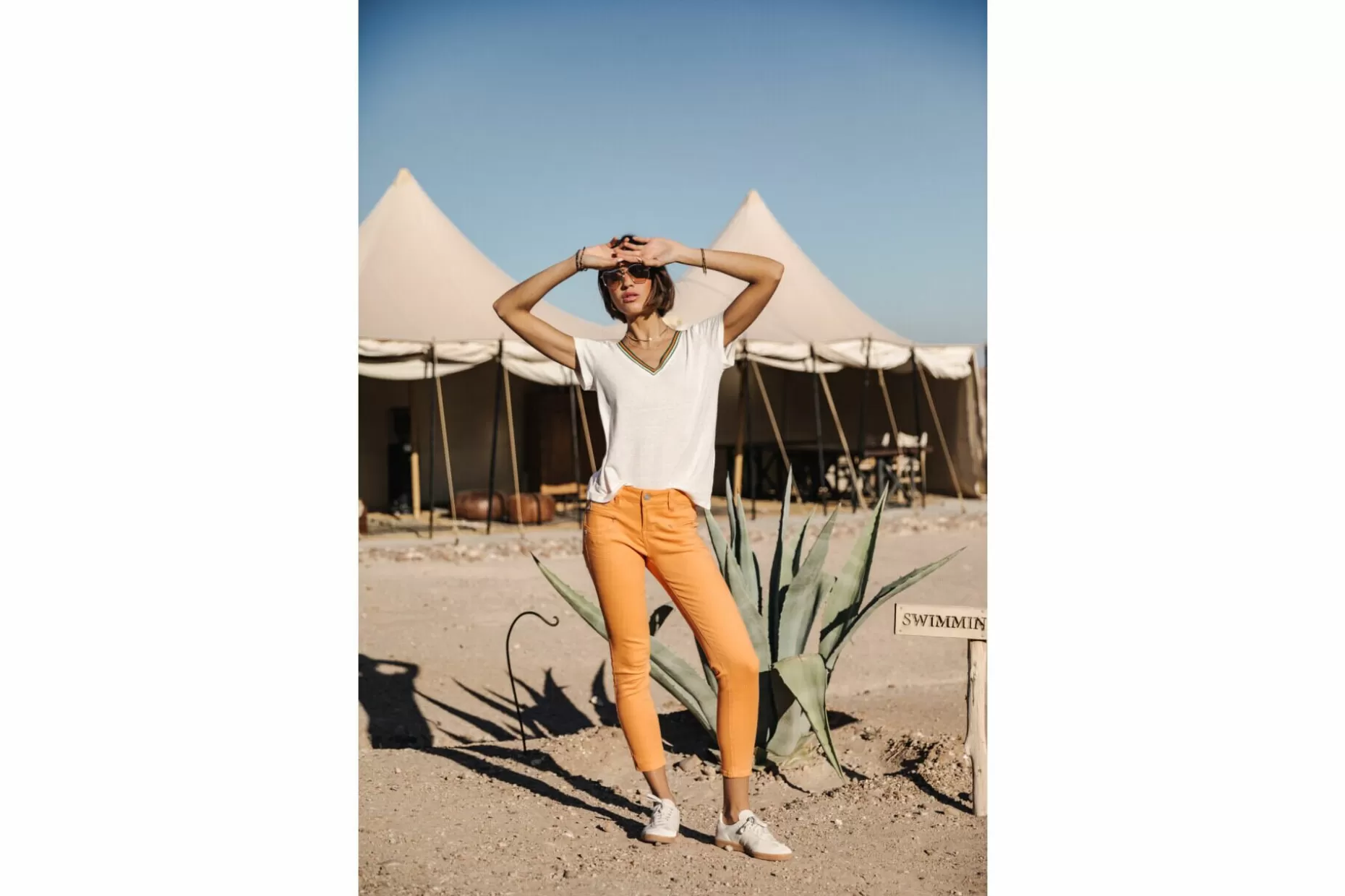Freeman T Porter Alexa Cropped New Magic Color Colored Pants Woman, Tangerine Tango New