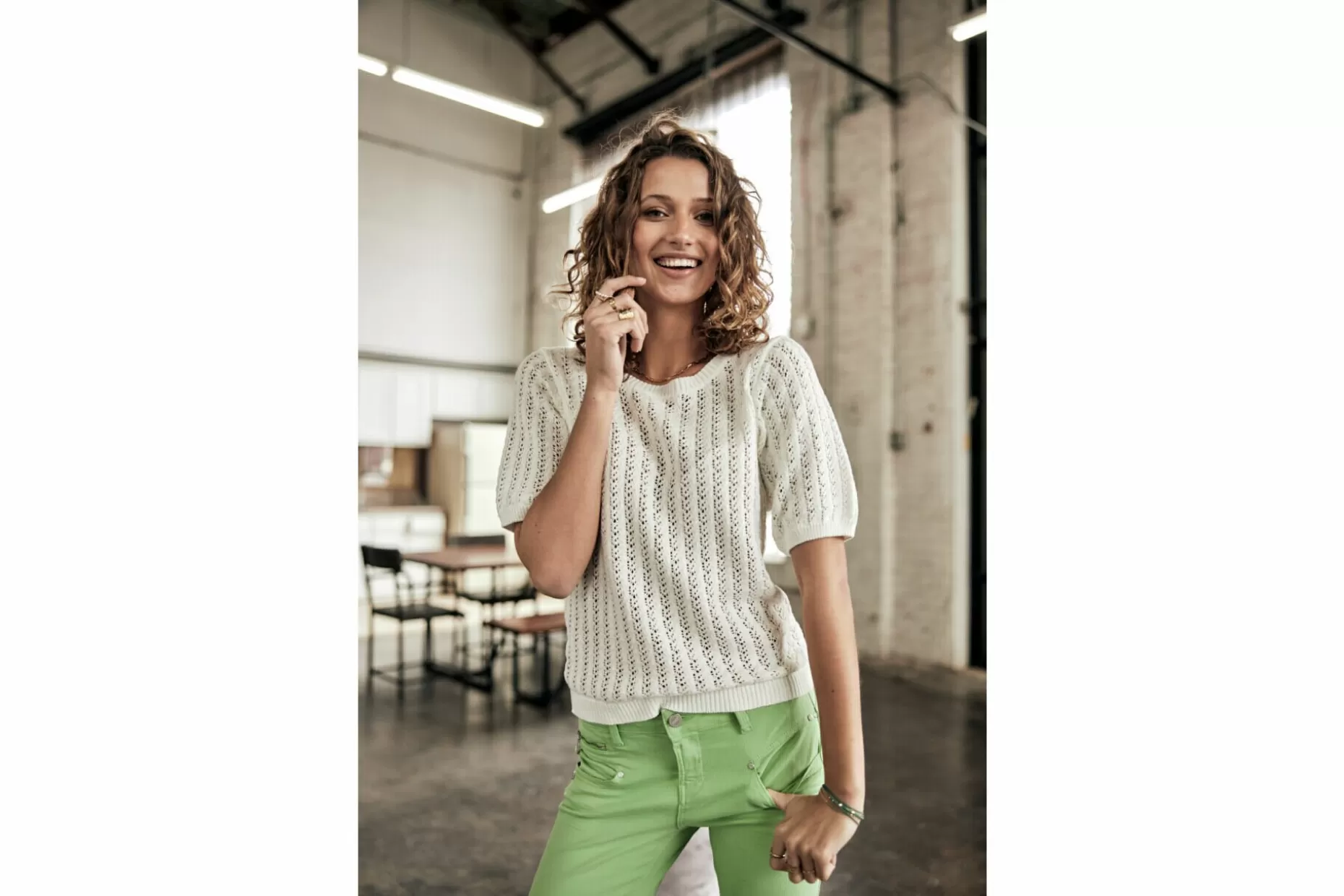 Freeman T Porter Alexa Cropped New Magic Color Colored Pants Woman, Quiet Green Store