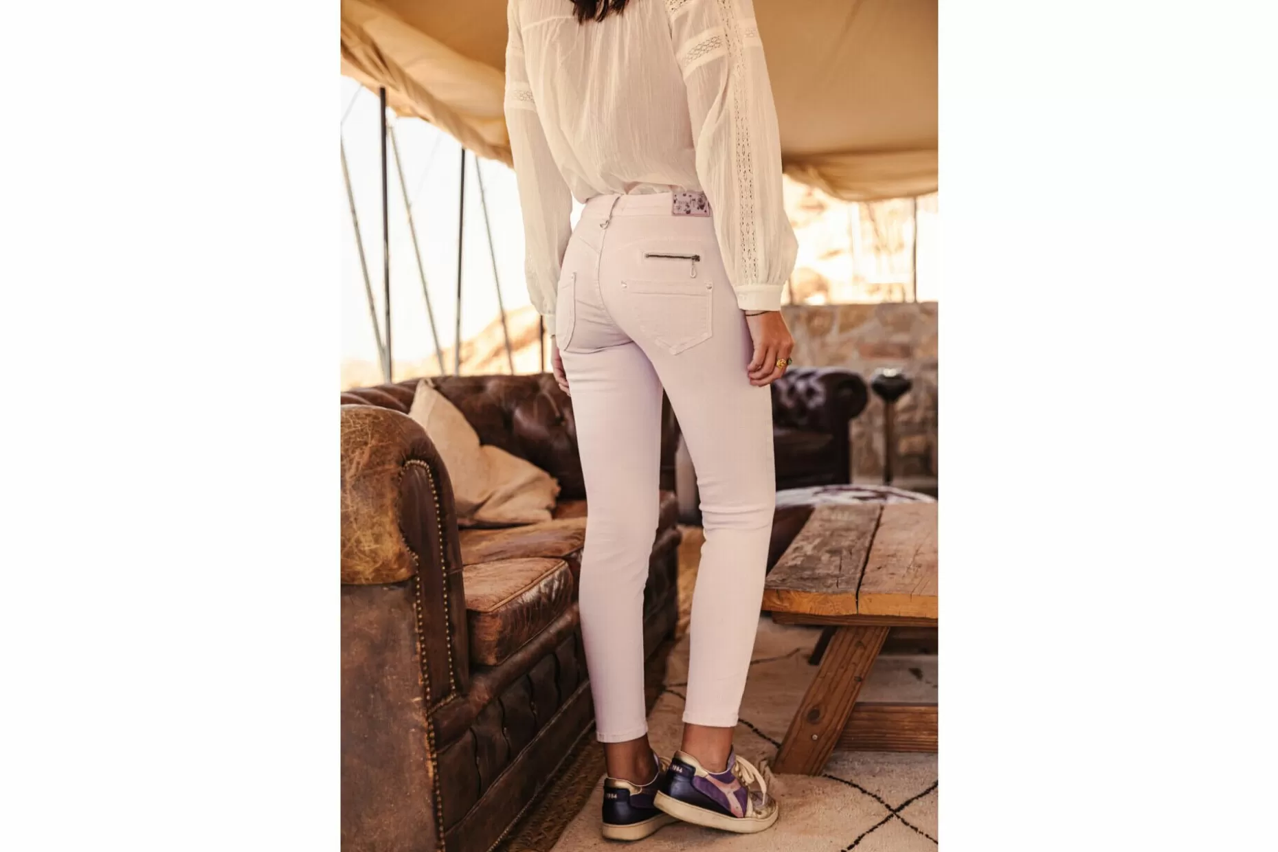 Freeman T Porter Alexa Cropped New Magic Color Colored Pants Woman, Pastel Lilac Fashion