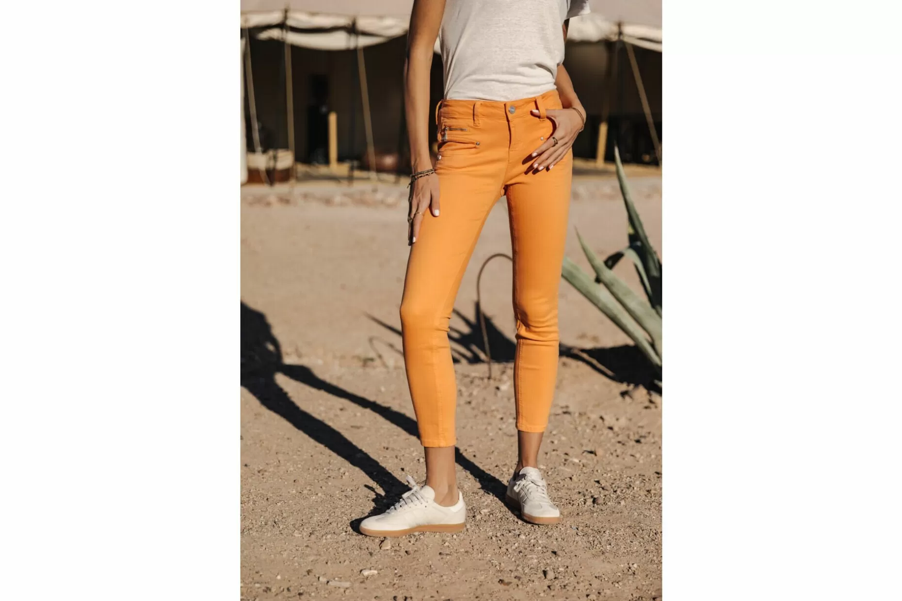 Freeman T Porter Alexa Cropped New Magic Color Colored Pants Woman, Tangerine Tango New