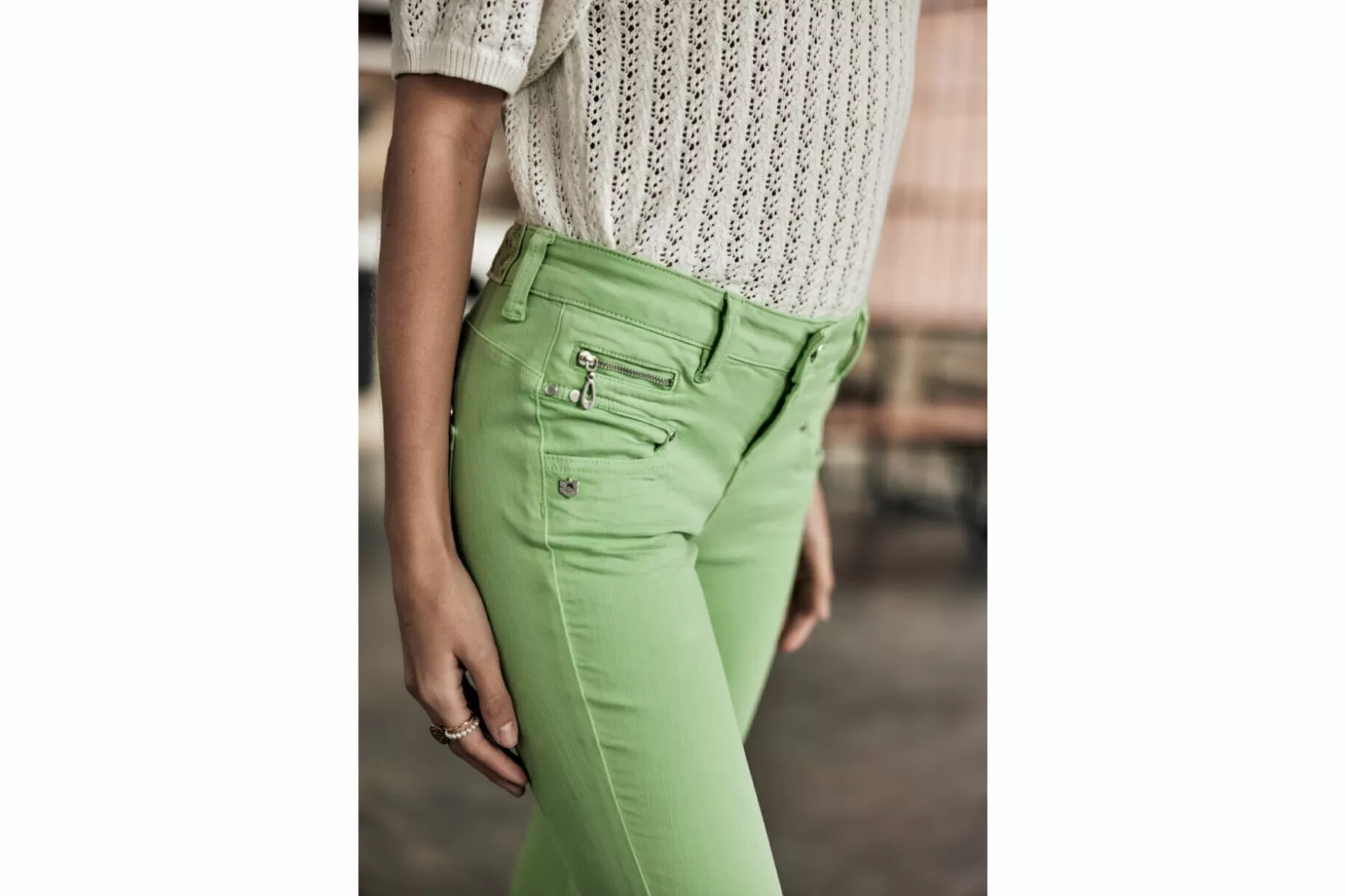 Freeman T Porter Alexa Cropped New Magic Color Colored Pants Woman, Quiet Green Store