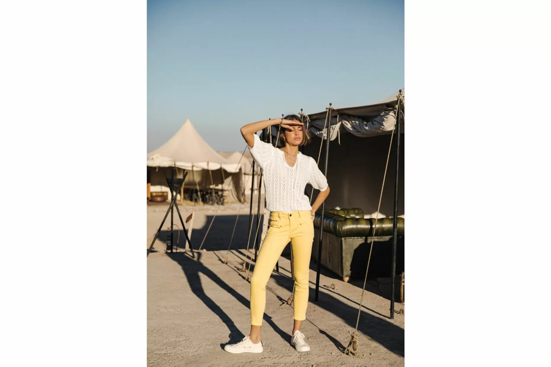 Freeman T Porter Alexa Cropped New Magic Color Colored Pants Woman, Banana Cream Hot