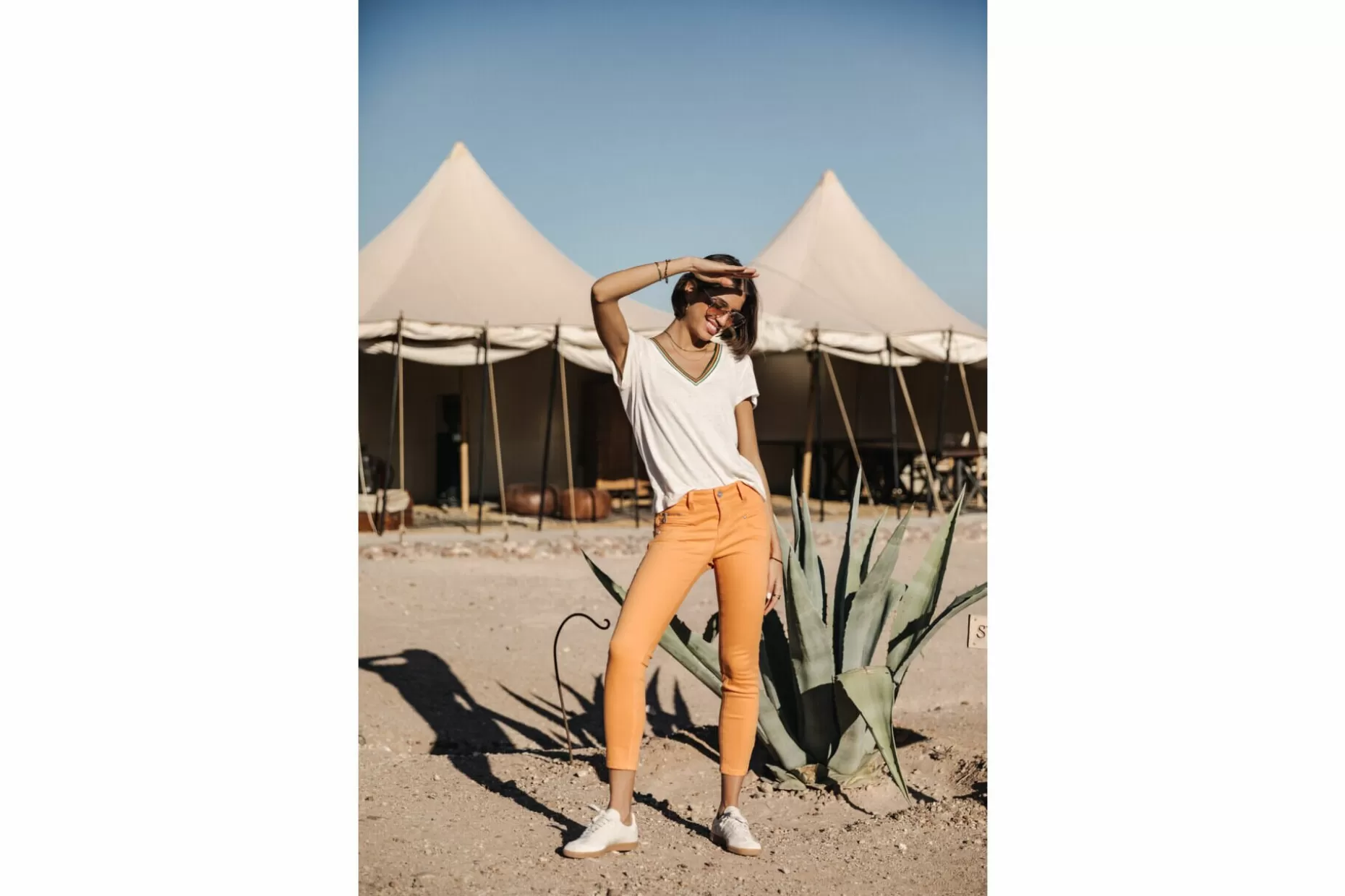 Freeman T Porter Alexa Cropped New Magic Color Colored Pants Woman, Tangerine Tango New