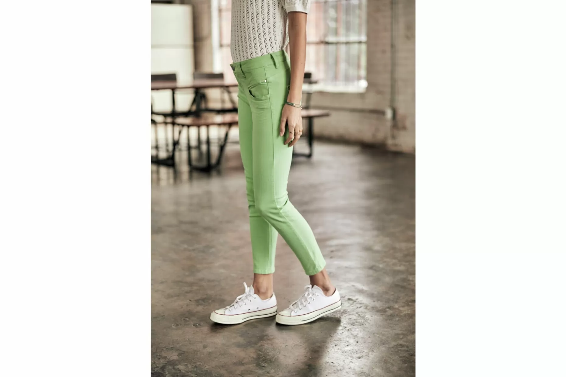 Freeman T Porter Alexa Cropped New Magic Color Colored Pants Woman, Quiet Green Store