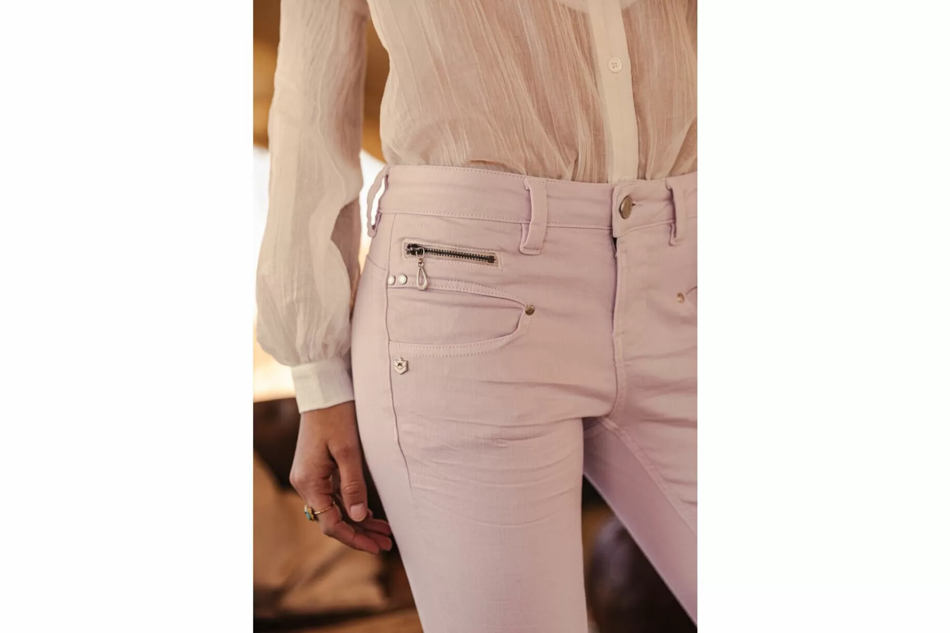 Freeman T Porter Alexa Cropped New Magic Color Colored Pants Woman, Pastel Lilac Fashion