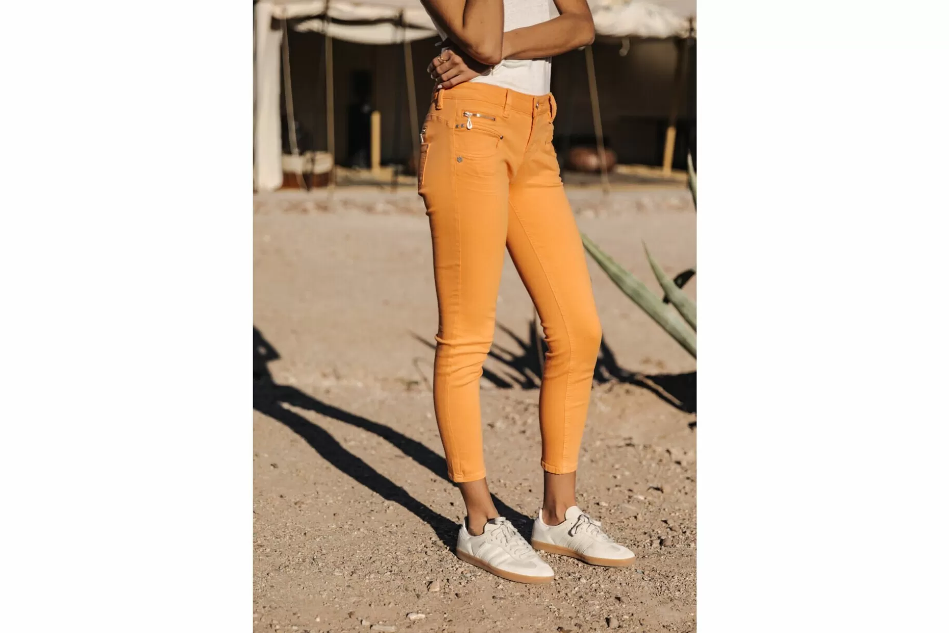Freeman T Porter Alexa Cropped New Magic Color Colored Pants Woman, Tangerine Tango New